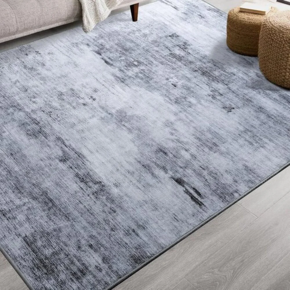 New 4x6 Abstract Area Rug, Modern Washable Low Pile Non-Slip Carpet for Bedroom